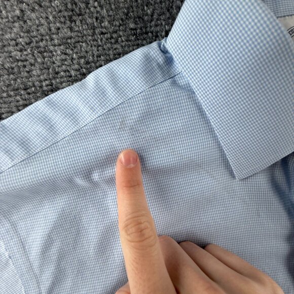 Brooks Brothers Slim Non-Iron 17 6/7 Cotton Blue Check Button Up Shirt Mens - Picture 14 of 16